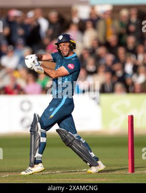 Derby, Vereinigtes Königreich, Incora Derbyshire County Cricket Ground. Juni 2024. Vitality Blast T20 (Derby Falcons V Nottingham 0utlaws). Im Bild: Wayne Madsen (Derbyshire Falcons). Quelle: Mark Dunn/Alamy Live News Stockfoto