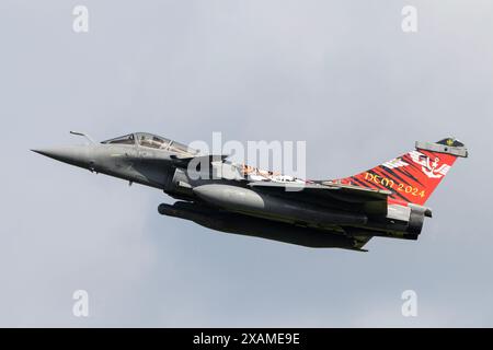 Dassault Rafale von Flotille 11F Marine nationale „French Navy“ startet während des NATO Tiger Meetings in Schleswig ab, Jagel, Deutschland, 7. Juni 2024 (Foto: Cody Froggatt/News Images) Stockfoto