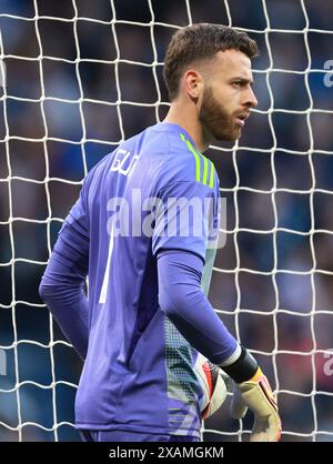 Schottischer Torhüter Angus Gunn während eines internationalen Freundschaftsspiels im Hampden Park, Glasgow. Bilddatum: Freitag, 7. Juni 2024. Stockfoto