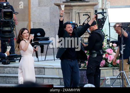 Verona, Italien. Juni 2024. Foto Paola Garbuio/LaPresse 07 Giugno 2024, 2024 Verona Arena di Verona La Grande Opera Italiana Patrimonio dell'umanit&#xe0;' Nella foto: Grigolo Vittorio, Mariangela Sicilia Credit: LaPresse/Alamy Live News Stockfoto