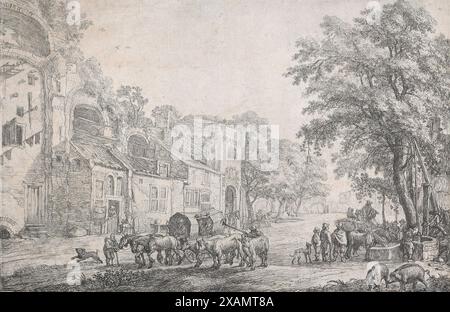 Die Annäherung an ein Dorf, 1615-1653. Stockfoto