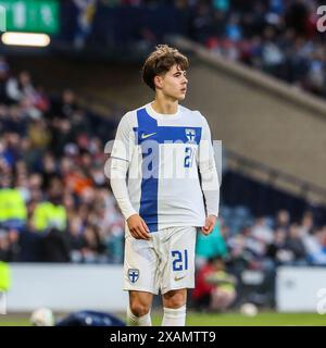 Glasgow, Großbritannien. Juni 2024. Schottland spielt Finnland in einem Freundschaftsspiel der UEFA International im Hampden Park, Fußballstadion, Glasgow, Schottland, Großbritannien. Dies ist das letzte Länderspiel Schottlands vor dem Spiel gegen Deutschland im Eröffnungsspiel der EM 2024. Quelle: Findlay/Alamy Live News Stockfoto