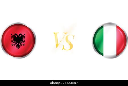 Albanien vs. Italien - Match-Konzept mit runder Flagge Stock Vektor