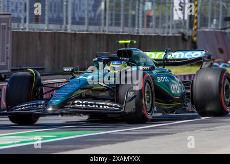 Fernando Alonso (ESP) - Aston Martin Aramco F1-Team - Aston Martin AMR24 - Mercedes während des Formel 1 AWS Grand Prix du Canada 2024, Montreal, Quebec, Kanada, vom 6. Bis 9. Juni - Rang 9 von 24 von 2024 F1-Weltmeisterschaft Stockfoto