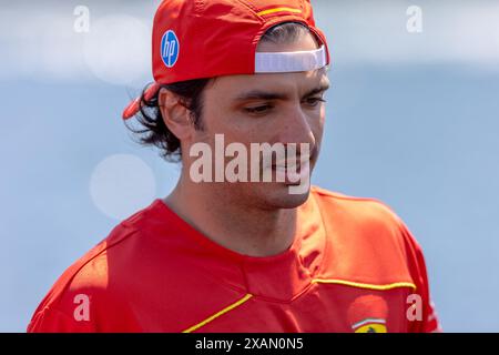 Montreal, Quebec, Kanada. Juni 2024. Carlos Sainz Jr. (ESP) - Scuderia Ferrari - Ferrari SF-24 - Ferrari während des Formel 1 AWS Grand Prix du Canada 2024, Montreal, Quebec, Kanada, vom 6. Bis 9. Juni - Rang 9 von 24 von 2024 F1-Weltmeisterschaft (Kreditbild: © Alessio de Marco/ZUMA Press Wire) NUR REDAKTIONELLE VERWENDUNG! Nicht für kommerzielle ZWECKE! Stockfoto