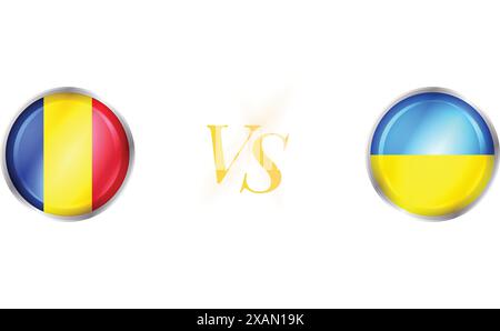 Spielkonzept Rumänien gegen Ukraine mit runder Flagge Stock Vektor