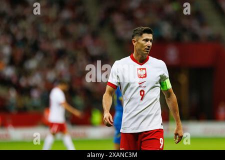 Robert Lewandowski während des Freundschaftsspiels zwischen Nationalmannschaften aus Polen und der Ukraine bei PGE Narodowy, Warschau, Polen Stockfoto