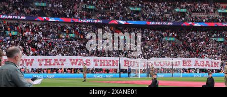 London, Großbritannien. Juni 2024. Banner während der internationalen Freundschaft zwischen England und Island im Wembley-Stadion - 07. Juni 2024. Quelle: Action Foto Sport/Alamy Live News Stockfoto