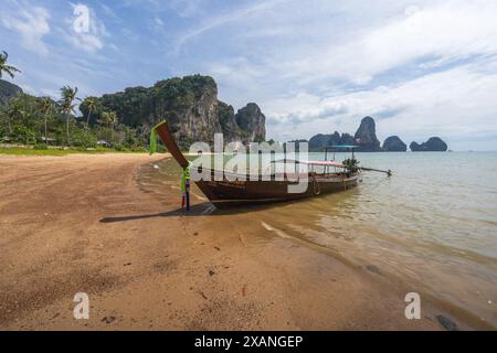 Tropischer tonsai Strand am railay in krabi in thailand Stockfoto