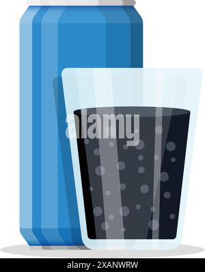 Limonade-Symbol im flachen Stil. Dose- und Trinkglasvektorillustration auf isoliertem Hintergrund. Wassergetränk Sign Business-Konzept. Stock Vektor