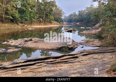 Pench National Park Umgebung, Flüsse, Seen, Grasland und Dschungel Stockfoto