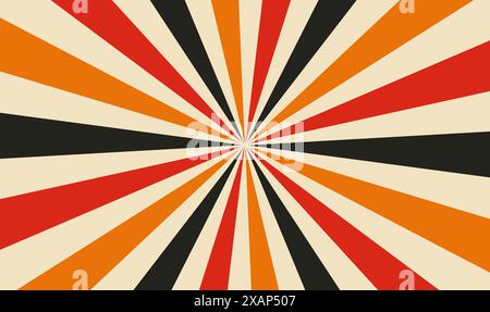 Sunburst Circus Hintergrund und spiralförmige Retro-Strahlen Vektormuster Stock Vektor