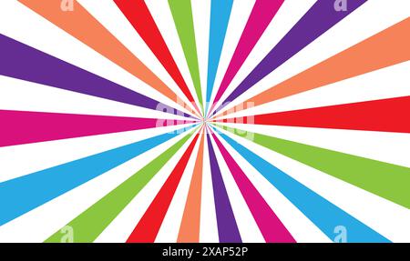 Sunburst Circus Hintergrund und spiralförmige Retro-Strahlen Vektormuster Stock Vektor