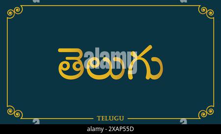 Telugu-Sprache mit klassischem Hintergrund. Telugu ist eine dravidische Sprache aus den indischen bundesstaaten Andhra Pradesh und Telangana Stock Vektor