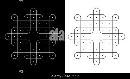 Abstrakter Kolam mit Punkten sikku Kolam Moderne Vektor-Illustration Stock Vektor