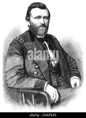 General Grant, der neue Präsident der Vereinigten Staaten, 1869. "Generalleutnant Ulysses Simpson Grant (ursprünglich hieß er Hiram Ulysses Grant), der als Präsident der Amerikanischen Republik formell im größten Wahlamt eingesetzt wurde, ist gebürtig in Ohio. und sechsundvierzig Jahre alt, geboren 1822, einer respektablen Abstammung, im Clairmont County, in diesem Bundesstaat der Union." Aus Illustrated London News, 1869. Stockfoto