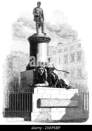 Monument des Feldmarschalls Lord Clyde, von Baron Marochetti, in Waterloo-Place, [London], 1868. Statue des britischen Armeeoffiziers Colin Campbell, der im Halbinsel-Krieg, im Krieg von 1812, im Ersten Opium-Krieg und im Zweiten Anglo-Sikh-Krieg diente. Er befehligte die Highland Brigade in der Schlacht von Alma und mit seiner „dünnen roten Linie der Highlander“ wehrte er den russischen Angriff auf Balaclava während des Krimkrieges ab. In einem frühen Stadium der indischen Aufruhr wurde er Oberbefehlshaber in Indien, wo er Lucknow entließ und dann evakuierte Stockfoto