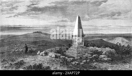 Die Krim Revisited: Das Schlachtfeld von Inkerman, 1869. "Unser Künstler sagt: "Dieses Denkmal steht dort, wo der schwere Kampf stattfand. Der Cossack Hill ist jenseits des Hügels zu sehen; die Batterie ist noch auf seinem Gipfel zu sehen... die jungen Frühlingsblätter wuchsen heraus, Blumen und Schmetterlinge waren reichlich in der warmen Sonne, und die ganze Szene war in starkem Kontrast zu ihrem Aussehen auf diesem kalten, nebeligen, und einen verregneten Morgen, den ich mir so oft vor Ort beschrieben hatte, von denen, die Schauspieler bei der Veranstaltung waren. Die Fragmente von Muscheln und Kugeln werden von den Tataren gesammelt, kleine Lederstücke Stockfoto