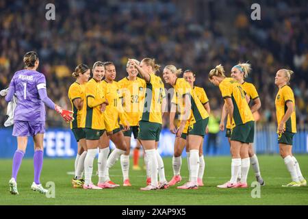 Sydney, Australien. Juni 2024. Australische Spieler, die während der Freundschaftsspiele zwischen Australien und China im Accor Stadium zu sehen waren. Endpunktzahl: Australien 2:0 China. Quelle: SOPA Images Limited/Alamy Live News Stockfoto