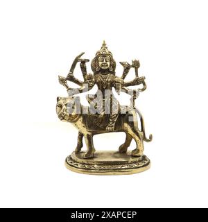 Statuette einer hinduistischen Göttin kali durga devi isoliert auf weißem Hintergrund Stockfoto