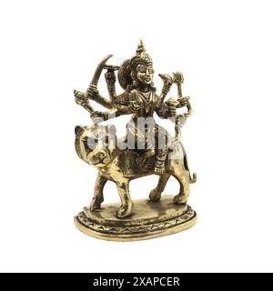 Statuette einer hinduistischen Göttin kali durga devi isoliert auf weißem Hintergrund Stockfoto