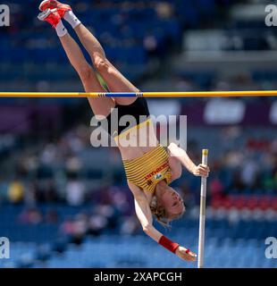 Anjuli KNAESCHE (VfB Stuttgart, DEUTSCHLAND), Pole Vault Women, Stabhochsprung Frauen ITA, Leichtathletik, Leichtathletik, Leichtathletik Europameisterschaften, 08.06.2024, Foto: Eibner-Pressefoto/Jan Papenfuss Stockfoto