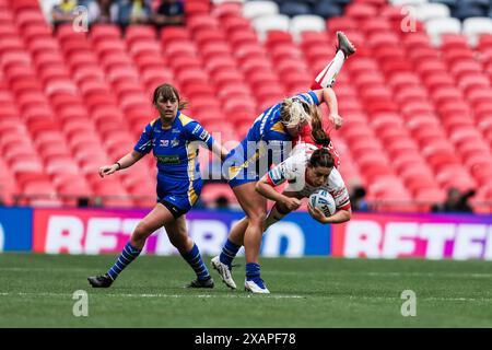 Während des Finalspiels des Betfred Women's Challenge Cup Leeds Rhinos gegen St Helens im Wembley Stadium, London, Großbritannien, 8. Juni 2024 (Foto: Izzy Poles/News Images) Stockfoto