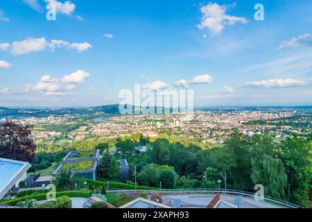 Postlinberg View Blick vom Pöstlingberg nach Linz und Donau Donau Linz an der Donau ...