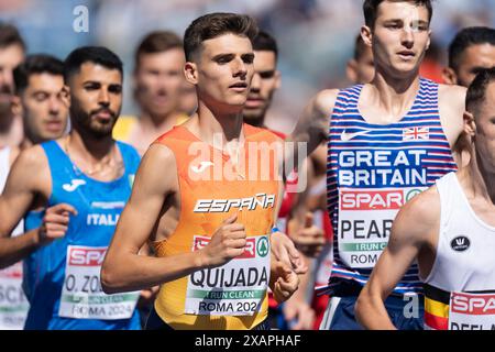 Rom, Italien. Juni 2024. ROM, ITALIEN - 8. JUNI: Alejandro Quijada aus Spanien, der am 8. Juni 2024 in Rom, Italien, bei den 3000-m-Steeplechase-Männern am zweiten Tag der Leichtathletik-Europameisterschaft – Rom 2024 im Stadio Olimpico antrat. (Foto: Joris Verwijst/BSR Agency) Credit: BSR Agency/Alamy Live News Stockfoto