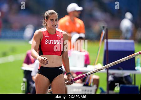 Rom, Italien. Juni 2024. Rom, Italien, 8. Juni 2024: Lea Bachmann (Schweiz) während des Stabhochsturzes während der Leichtathletik-Europameisterschaft 2024 im Stadio Olimpico in Rom, Italien. (Daniela Porcelli/SPP) Credit: SPP Sport Press Photo. /Alamy Live News Stockfoto