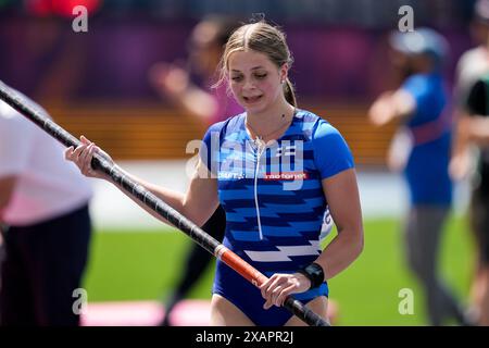 Rom, Italien. Juni 2024. Rom, Italien, 8. Juni 2024: Silja Andersson (Finnland) während der Stabhochsprung-Veranstaltung während der Leichtathletik-Europameisterschaft 2024 im Stadio Olimpico in Rom, Italien. (Daniela Porcelli/SPP) Credit: SPP Sport Press Photo. /Alamy Live News Stockfoto