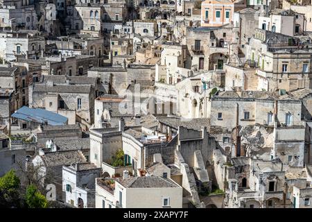 Die alten Steinhäuser von Matera in Süditalien Stockfoto