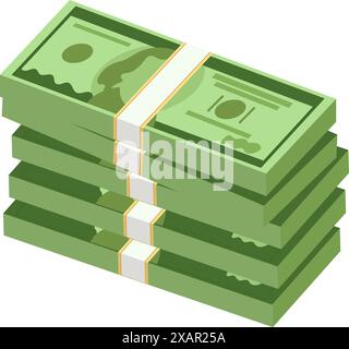 Stapel von Bargeldsymbol flache isometrische Abbildung. Abbildung des eps-10-Vektors. Stock Vektor