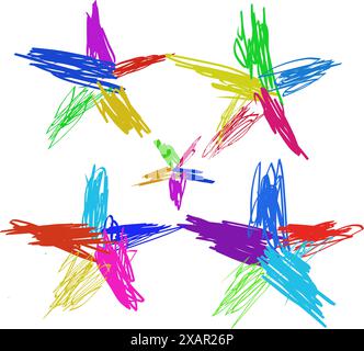 Bunte Sterne, handgezeichnet. Vektorabbildung Stock Vektor