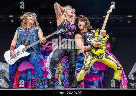 Steel Panther trat live beim Sweden Rock Festival 2024 auf Stockfoto