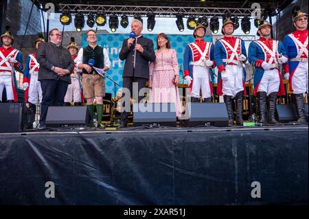 Eroeffnung des 866. Stadtgeburtstags mit Oberbuergermeister Dieter Reiter und der Münchner Stadtwache *** Eröffnung des 866. Stadtgeburtstages mit Bürgermeister Dieter Reiter und der Münchner Stadtgarde Stockfoto