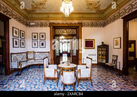 Modernistisches Gebäude von Can Prunera, 20. Jahrhundert, Soller, Sierra de Tramuntana, Mallorca, Balearen, Spanien. Stockfoto