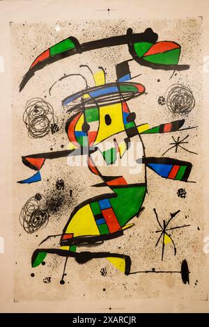 El Danecaire, 1979, Joan Miró, Gouache und Lithographie auf Papier, modernistisches Museum von Can Prunera, 20. Jahrhundert, Soller, Mallorca, balearen Inseln, spanien. Stockfoto