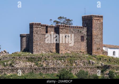 Burg Cortegana, Festung mittelalterlichen Ursprungs, Huelva, Andalusien, Spanien. Stockfoto