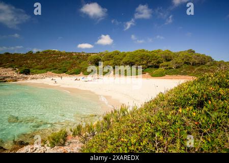 Cala Varques, eine unberührte Bucht in der Gemeinde Manacor, Mallorca, Spanien. Stockfoto