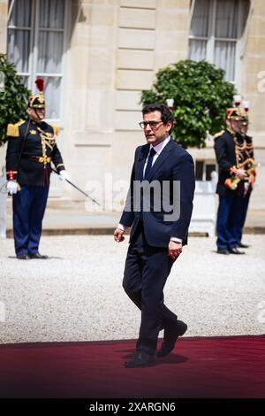 Paris, Frankreich. Juni 2024. Stéphane Séjourné, Minister für Europa und auswärtige Angelegenheiten, trifft im Palais Elysée ein. Der Präsident der Vereinigten Staaten von Amerika Joe Biden wurde von seinem französischen Amtskollegen Emmanuel Macron anlässlich seines offiziellen Besuchs in Frankreich im Palais Elysée in Paris empfangen. Quelle: SOPA Images Limited/Alamy Live News Stockfoto