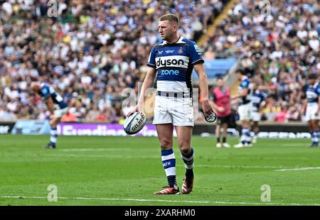 Twickenham, Vereinigtes Königreich. Juni 2024. Gallagher Premiership Rugby Finale. Northampton Saints V Bath Rugby. Twickenham Stadium. Twickenham . Finn Russell (Bath Rugby) bereitet sich auf das Gallagher Premiership Rugby-Finale zwischen Northampton Saints und Bath Rugby vor. Quelle: Sport In Pictures/Alamy Live News Stockfoto