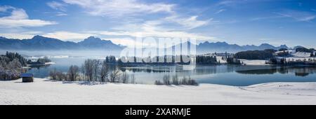 Winterlandschaft im Allgäu Panorama Winter-Landschaft im Allgäu bei Füssen mit Forggensee Füssen Bayern - Allgäu Deutschland *** Winterlandschaft in t Stockfoto