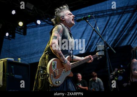 Augsburg, Deutschland. 07/06/2024. FAT Mike performe beim NOFX-Konzert Punk in Drublic: Lasst Tour 2024. 40 Jahre, 40 Städte, 40 Songs x Day – die legendäre Punkband NOFX lieferte im Rahmen ihrer Abschiedstour einen unvergesslichen Auftritt in Augsburg. Quelle: Valerio Agolino / Alamy Live News Stockfoto