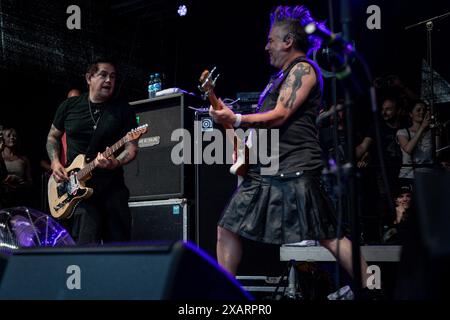 Augsburg, Deutschland. 07/06/2024. NOFX Concert Punk in Drublic: Lasst Tour 2024. 40 Jahre, 40 Städte, 40 Songs x Day – die legendäre Punkband NOFX lieferte im Rahmen ihrer Abschiedstour einen unvergesslichen Auftritt in Augsburg. Quelle: Valerio Agolino / Alamy Live News Stockfoto