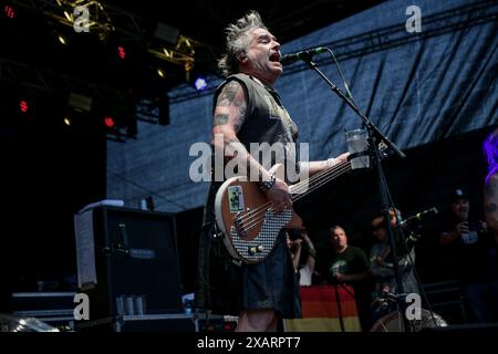 Augsburg, Deutschland. 07/06/2024. FAT Mike performe beim NOFX-Konzert Punk in Drublic: Lasst Tour 2024. 40 Jahre, 40 Städte, 40 Songs x Day – die legendäre Punkband NOFX lieferte im Rahmen ihrer Abschiedstour einen unvergesslichen Auftritt in Augsburg. Quelle: Valerio Agolino / Alamy Live News Stockfoto