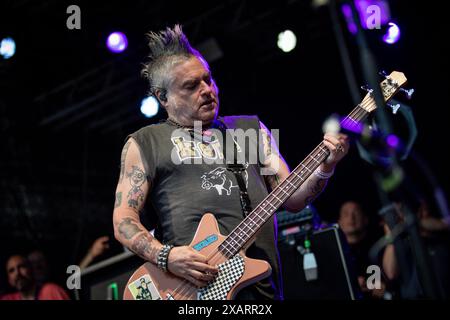 Augsburg, Deutschland. 07/06/2024. FAT Mike performe beim NOFX-Konzert Punk in Drublic: Lasst Tour 2024. 40 Jahre, 40 Städte, 40 Songs x Day – die legendäre Punkband NOFX lieferte im Rahmen ihrer Abschiedstour einen unvergesslichen Auftritt in Augsburg. Quelle: Valerio Agolino / Alamy Live News Stockfoto