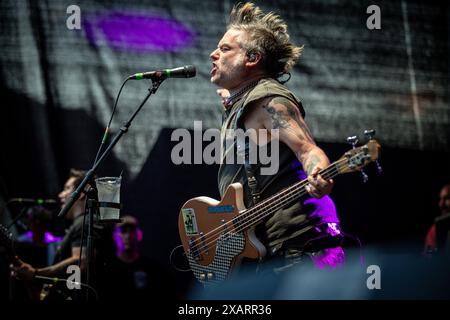 Augsburg, Deutschland. 07/06/2024. FAT Mike performe beim NOFX-Konzert Punk in Drublic: Lasst Tour 2024. 40 Jahre, 40 Städte, 40 Songs x Day – die legendäre Punkband NOFX lieferte im Rahmen ihrer Abschiedstour einen unvergesslichen Auftritt in Augsburg. Quelle: Valerio Agolino / Alamy Live News Stockfoto