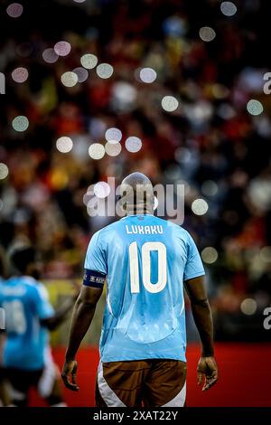 Brüssel, Belgien Juni 2024. Belgischer Romelu Lukaku, das während eines Freundschaftsspiels zwischen der belgischen Fußballnationalmannschaft Red Devils und der luxemburgischen Nationalmannschaft im King Baudouin Stadion (Stade ROI Baudouin - Koning Boudewijnstadion) am Samstag, den 08. Juni 2024 in Brüssel gezeigt wurde. Die Red Devils bereiten sich auf die bevorstehende Europameisterschaft 2024 in Deutschland vor. BELGA FOTO BRUNO FAHY Credit: Belga News Agency/Alamy Live News Stockfoto