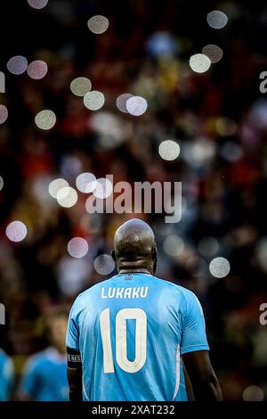 Brüssel, Belgien Juni 2024. Belgischer Romelu Lukaku, das während eines Freundschaftsspiels zwischen der belgischen Fußballnationalmannschaft Red Devils und der luxemburgischen Nationalmannschaft im King Baudouin Stadion (Stade ROI Baudouin - Koning Boudewijnstadion) am Samstag, den 08. Juni 2024 in Brüssel gezeigt wurde. Die Red Devils bereiten sich auf die bevorstehende Europameisterschaft 2024 in Deutschland vor. BELGA FOTO BRUNO FAHY Credit: Belga News Agency/Alamy Live News Stockfoto